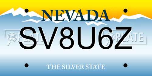 SV8U6Z Nevada License Plate