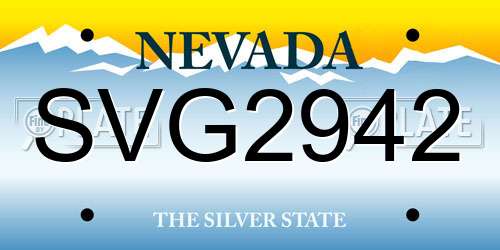 SVG2942 Nevada License Plate