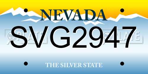 SVG2947 Nevada License Plate