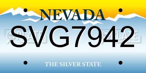 SVG7942 Nevada License Plate