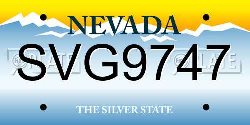 SVG9747 Nevada License Plate
