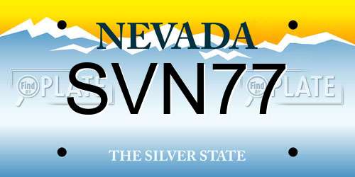 SVN77 Nevada License Plate