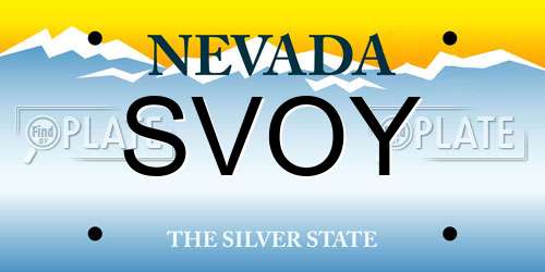 SVOY Nevada License Plate