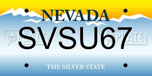 SVSU67 Nevada License Plate