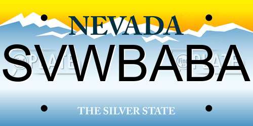 SVWBABA Nevada License Plate
