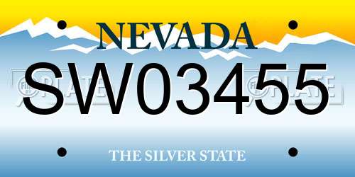 SW03455 Nevada License Plate