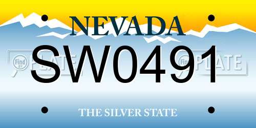 SW0491 Nevada License Plate