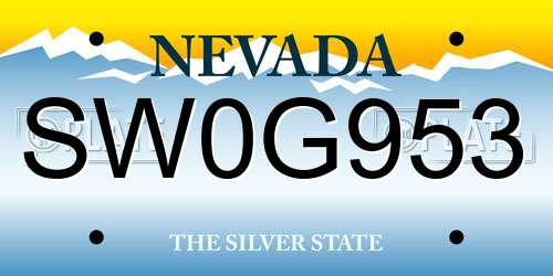 SW0G953 Nevada License Plate