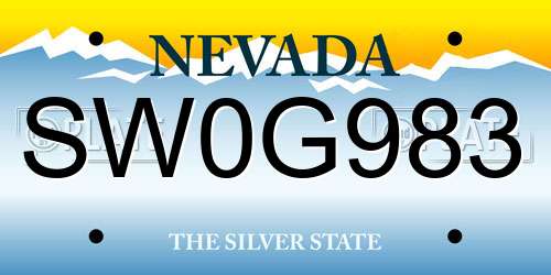 SW0G983 Nevada License Plate