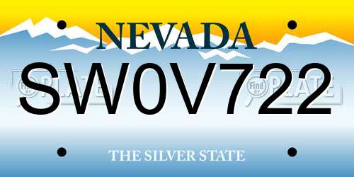 SW0V722 Nevada License Plate