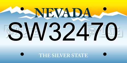SW32470 Nevada License Plate