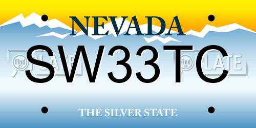 SW33TC Nevada License Plate
