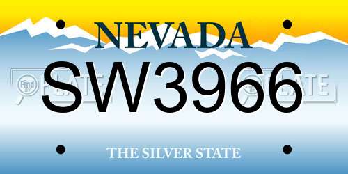 SW3966 Nevada License Plate
