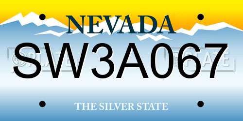 SW3A067 Nevada License Plate