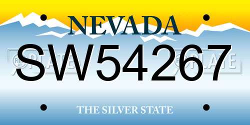 SW54267 Nevada License Plate