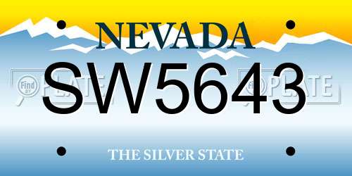 SW5643 Nevada License Plate