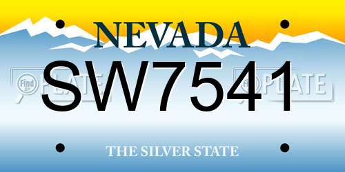 SW7541 Nevada License Plate
