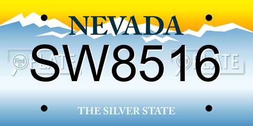 SW8516 Nevada License Plate