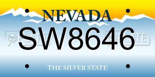SW8646 Nevada License Plate