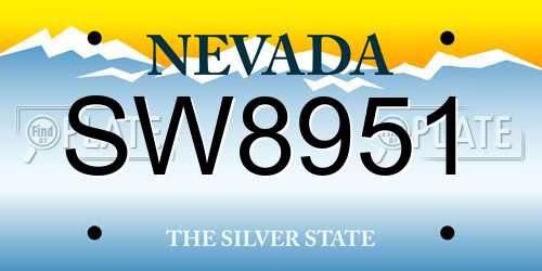 SW8951 Nevada License Plate