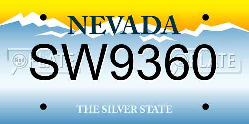 SW9360 Nevada License Plate