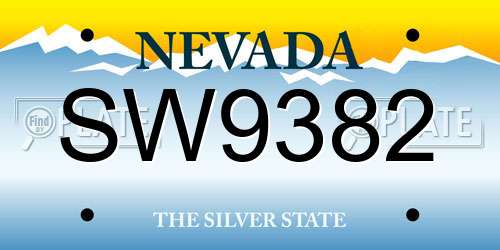 SW9382 Nevada License Plate