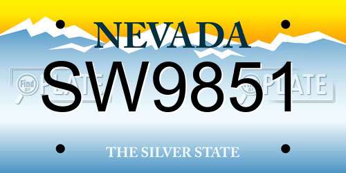 SW9851 Nevada License Plate