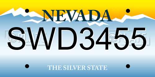 SWD3455 Nevada License Plate