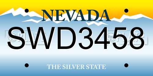 SWD3458 Nevada License Plate