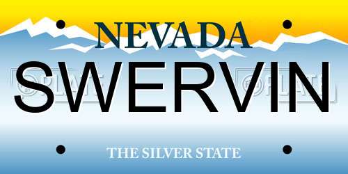 SWERVIN Nevada License Plate