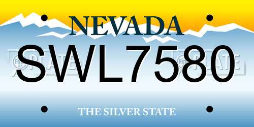 SWL7580 Nevada License Plate