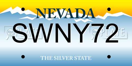 SWNY72 Nevada License Plate