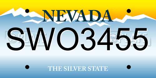 SWO3455 Nevada License Plate