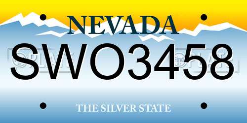 SWO3458 Nevada License Plate