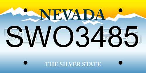 SWO3485 Nevada License Plate