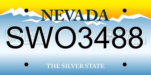 SWO3488 Nevada License Plate