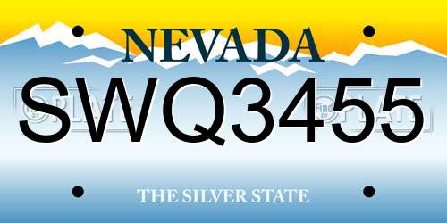 SWQ3455 Nevada License Plate