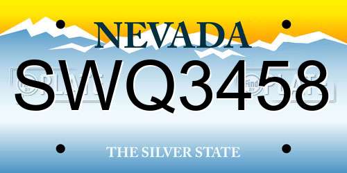 SWQ3458 Nevada License Plate