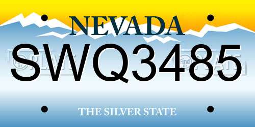 SWQ3485 Nevada License Plate