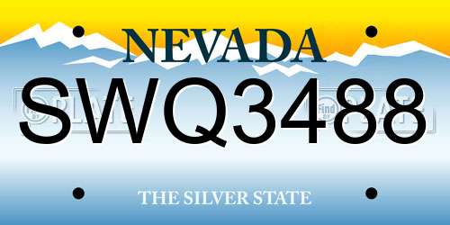 SWQ3488 Nevada License Plate