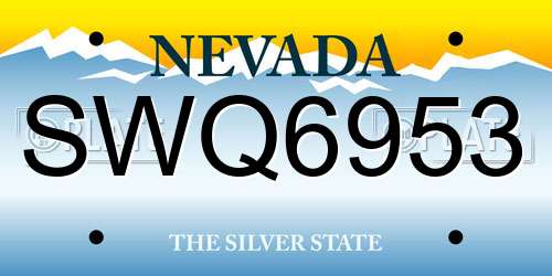 SWQ6953 Nevada License Plate
