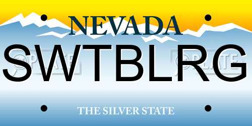 SWTBLRG Nevada License Plate