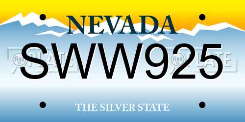 SWW925 Nevada License Plate