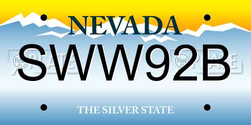 SWW92B Nevada License Plate