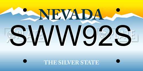 SWW92S Nevada License Plate