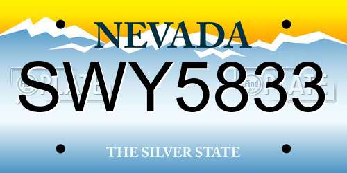 SWY5833 Nevada License Plate