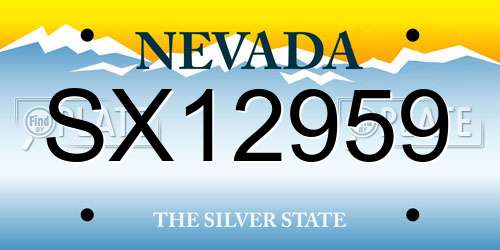 SX12959 Nevada License Plate