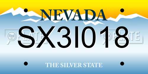 SX3I018 Nevada License Plate