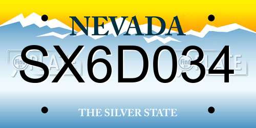 SX6D034 Nevada License Plate