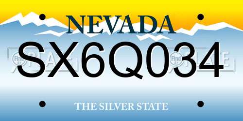 SX6Q034 Nevada License Plate